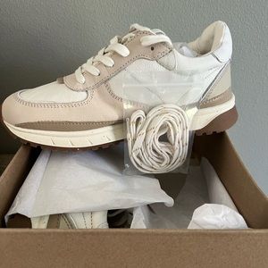 Madewell Kickoff trainer in antique cream multi leather.